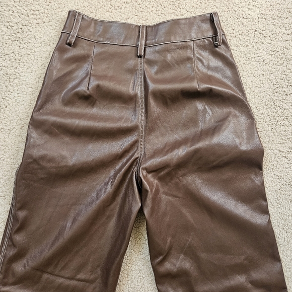 Princess Polly Brown Pleather Pants 0x30 - Picture 5 of 9